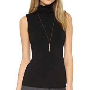 Bailey 44 Black Sleeveless Turtleneck Top Size L, Soft Rayon Blend Made in USA